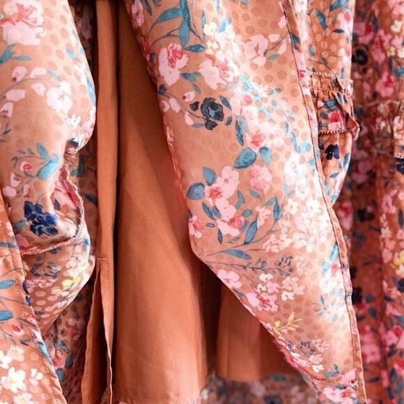 NWT Ann Taylor Pink Floral Long Sleeve Ruffle Swing Dress Size Small - Picture 5 of 8